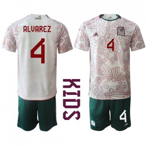 Maillot de foot Mexique Edson Alvarez #4 Extérieur enfant Monde 2022 Manches Courte (+ pantalon court)